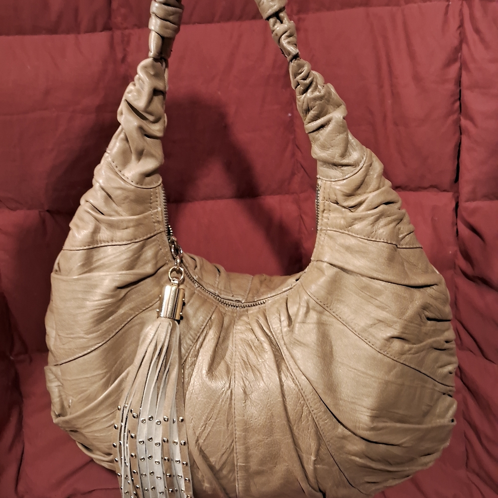 Steven By Steve Madden Shimmer Gold Leather Hobo Bag